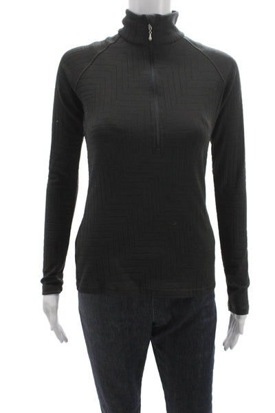 Lucy Womens Black Long Sleeve High Neck Geometric Basic T-Shirt Size XS