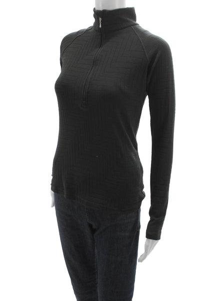 Lucy Womens Black Long Sleeve High Neck Geometric Basic T-Shirt Size XS