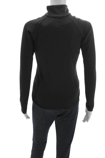 Lucy Womens Black Long Sleeve High Neck Geometric Basic T-Shirt Size XS