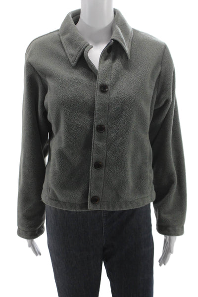 Patagonia Unisex Basic Fleece Jacket Green Button Long Sleeve Size M