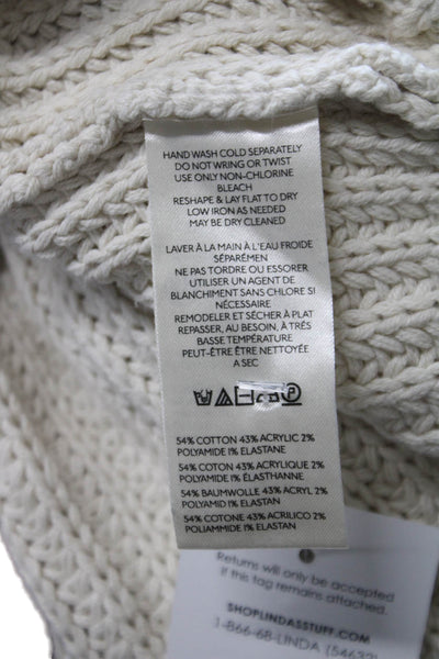 Free People Women Ivory Cowl Neck Pullover Sweater Cotton Long Sleeve Size S