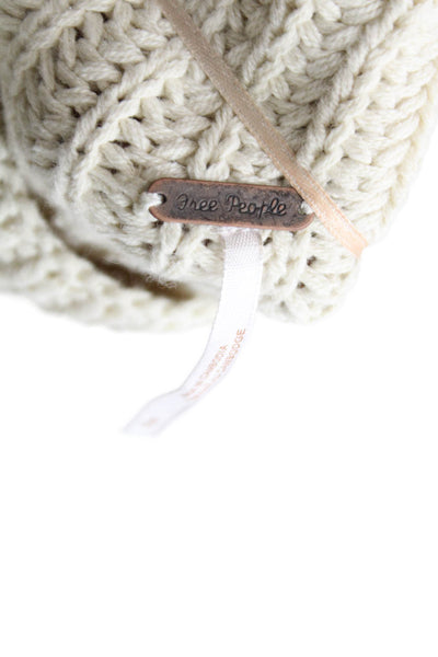 Free People Women Ivory Cowl Neck Pullover Sweater Cotton Long Sleeve Size S