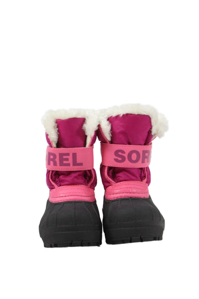 Sorel Childrens Girls Snow Boots Pink Black Size 6