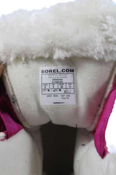 Sorel Childrens Girls Snow Boots Pink Black Size 6