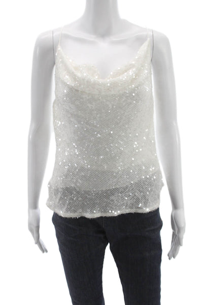 LaPointe Womens White Viscose Cowl Neck Camisole Tie Sleeveless Party Size 4