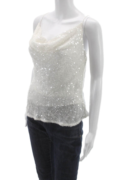 LaPointe Womens White Viscose Cowl Neck Camisole Tie Sleeveless Party Size 4