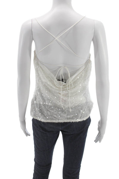 LaPointe Womens White Viscose Cowl Neck Camisole Tie Sleeveless Party Size 4