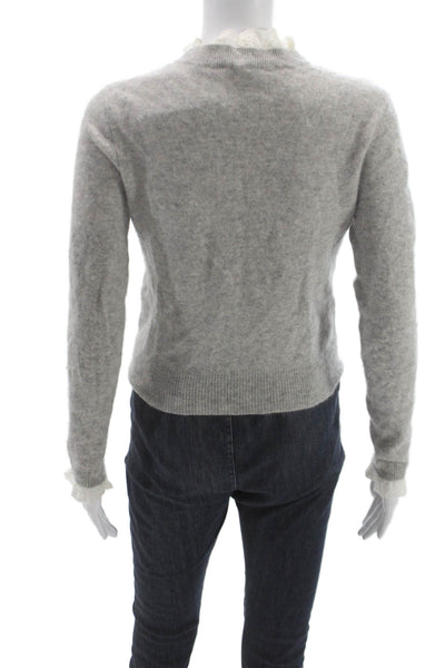 Autumn Cashmere Womens Gray High Neck Lace Pullover Sweater Long Sleeve Size M