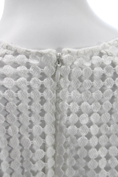 Reiss Women Basic White Long Sleeve Round Neck Zip Polyester Blouse Size 8