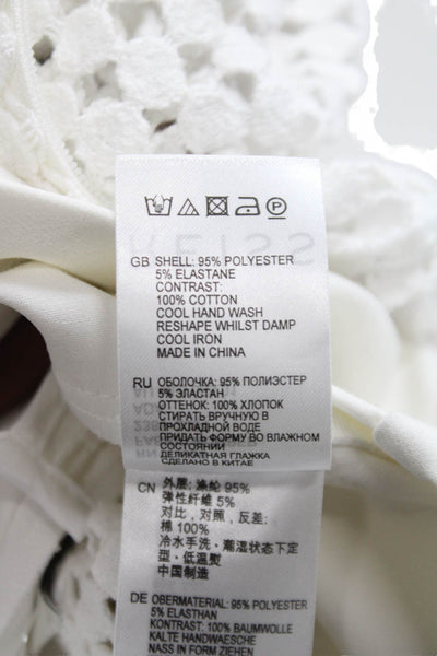 Reiss Women Basic White Long Sleeve Round Neck Zip Polyester Blouse Size 8