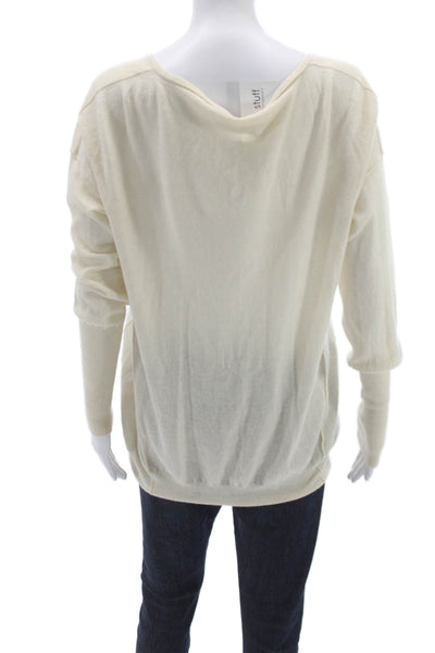 Athleta Womens Cashmere V Neck Pullover Sweater Ivory Size XL