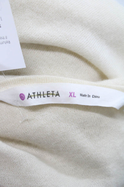 Athleta Womens Cashmere V Neck Pullover Sweater Ivory Size XL