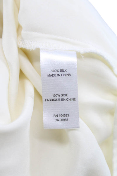 Nanette Lepore Womens Silk Collared Long Sleeve Blouse Ivory Button Size S