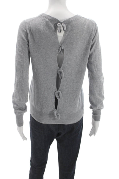 French Connection Women's Gray Pullover Crew Neck Long Sleeve Bow Size S