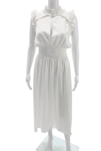 Elliatt Womens White Midi Dress High Neck Sleeveless Long Size S