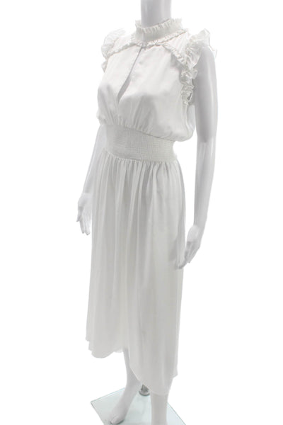 Elliatt Womens White Midi Dress High Neck Sleeveless Long Size S