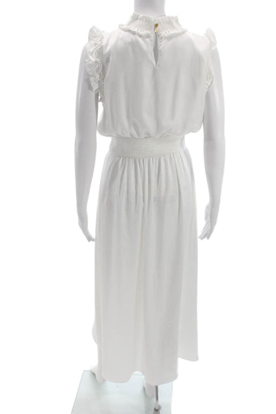 Elliatt Womens White Midi Dress High Neck Sleeveless Long Size S
