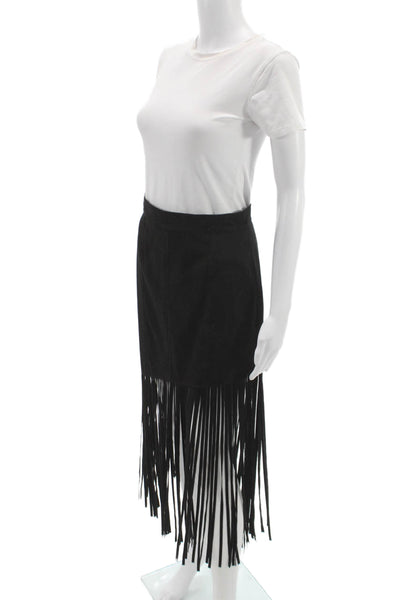 Zara Woman Women Black Straight Pencil Midi Skirt Polyester Size S