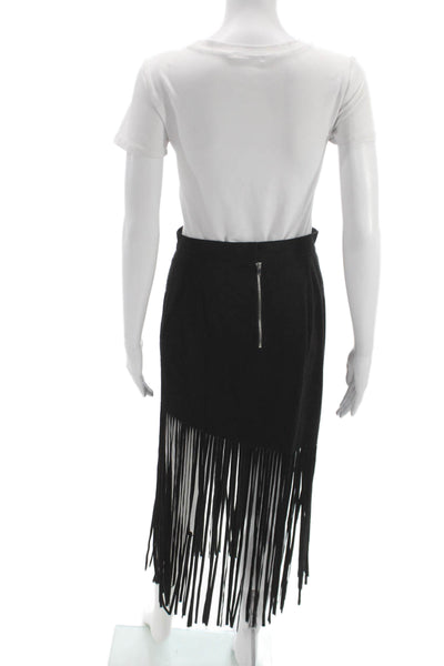Zara Woman Women Black Straight Pencil Midi Skirt Polyester Size S