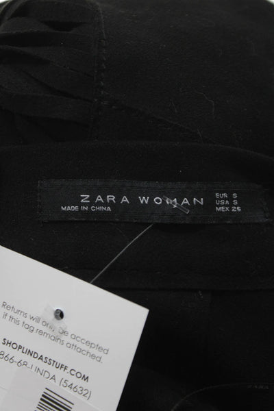 Zara Woman Women Black Straight Pencil Midi Skirt Polyester Size S