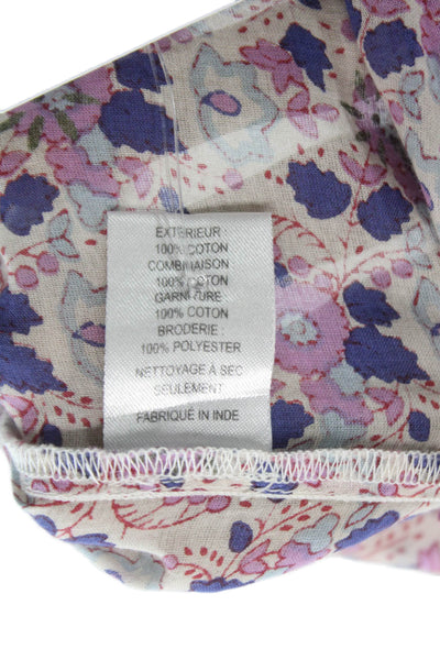 Sea New York Women Floral Cotton Round Neck Long Sleeve Blouse Boho Size 4