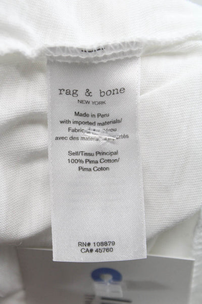 Rag & Bone Jean Womens Basic Long Sleeve Pima Cotton Tee White Size S