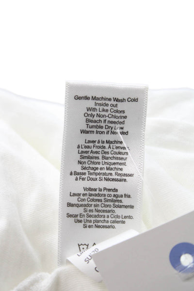 Nation LTD Women Basic White Pima Cotton Long Sleeve Crew Neck T-Shirt Size S