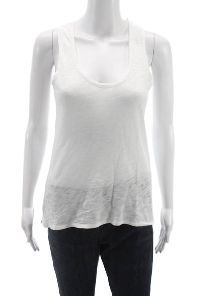 Goldie Women White Pima Cotton Scoop Neck Basic Tank Sleeveless Size XS