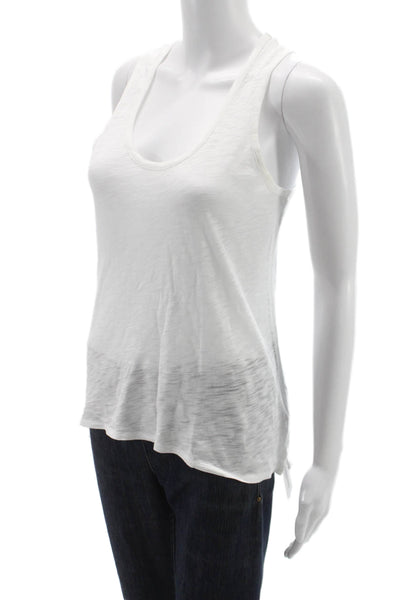 Goldie Women White Pima Cotton Scoop Neck Basic Tank Sleeveless Size XS