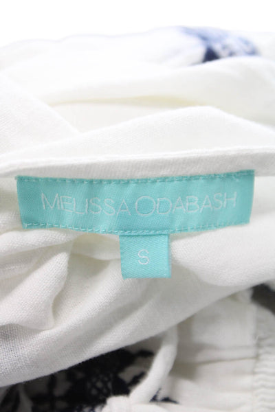 Melissa Odabash Women Kaftan Dress White V-Neck 3/4 Sleeve Linen Cotton Size S