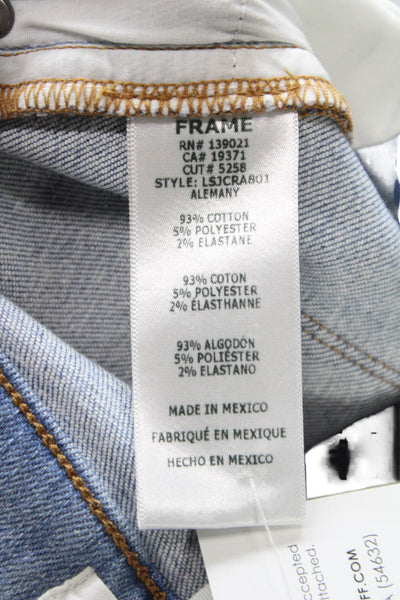 Frame Womens Blue Distressed Ankle Jeans Mid Rise Cotton Inseam 25 Size 26