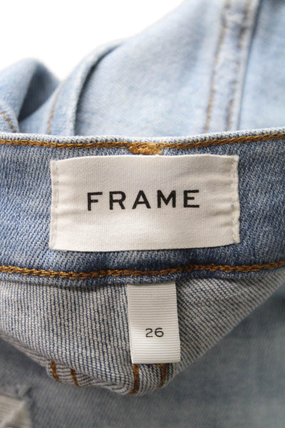 Frame Womens Blue Distressed Ankle Jeans Mid Rise Cotton Inseam 25 Size 26