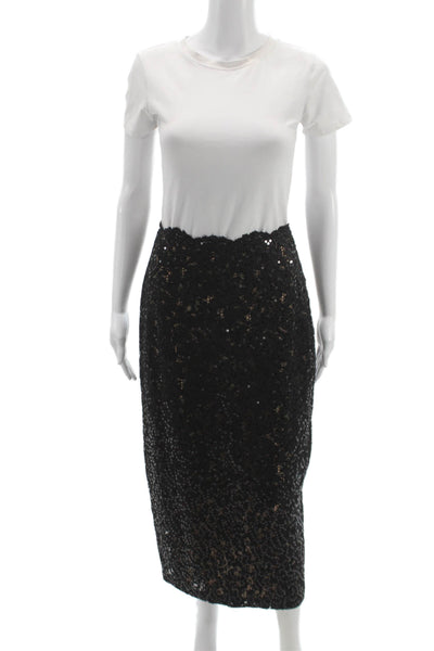 Toccin Womens Black Cotton Straight Pencil Long Skirt Party Zip Size 2