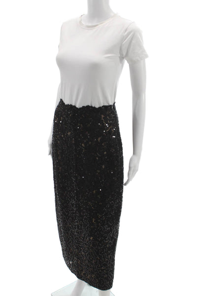 Toccin Womens Black Cotton Straight Pencil Long Skirt Party Zip Size 2