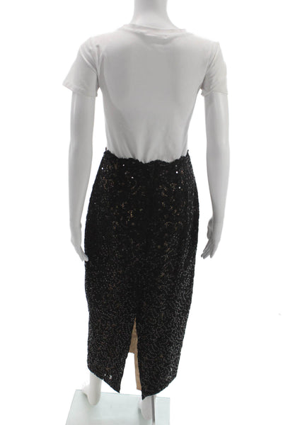 Toccin Womens Black Cotton Straight Pencil Long Skirt Party Zip Size 2