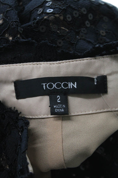Toccin Womens Black Cotton Straight Pencil Long Skirt Party Zip Size 2
