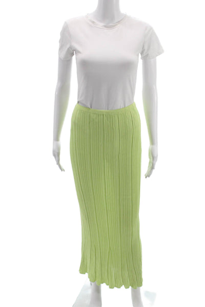Toccin Womens Maxi Ribbed Knit Long Skirt Green Size XS