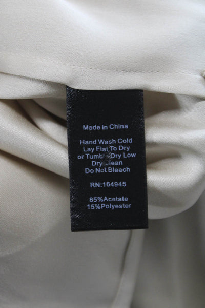 Toccin Women Beige Collared Pajama Pants Set Long Sleeve Size XS