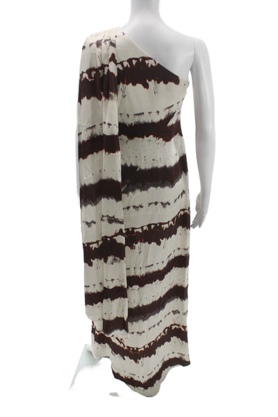 Toccin Women Maxi Dress Ivory Striped One Shoulder Viscose Size 2