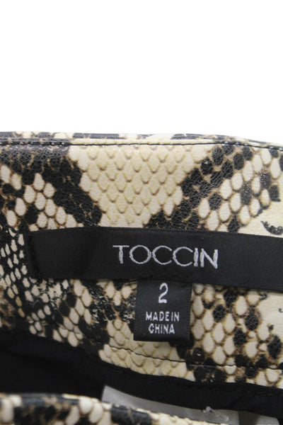Toccin Women Dress Pants Beige Animal Print Polyester Pull On Size 2