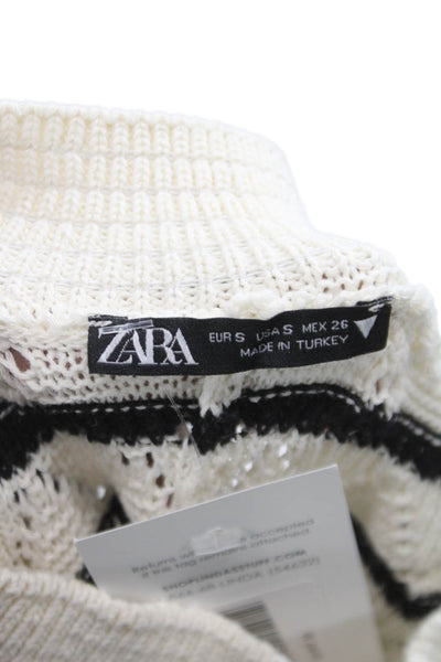 Zara Womens Beige Striped Knit Pants 26in Size XS