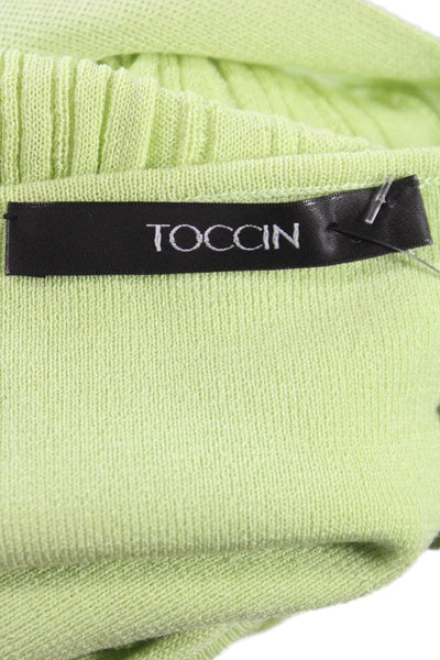 Toccin Womens Cropped Knit Sleeveless Tank Green Round Neck Size XS