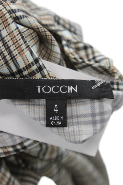 Toccin Womens Tunic Blouse Halter Plaid Multicolor Tie Sleeveless Size 4