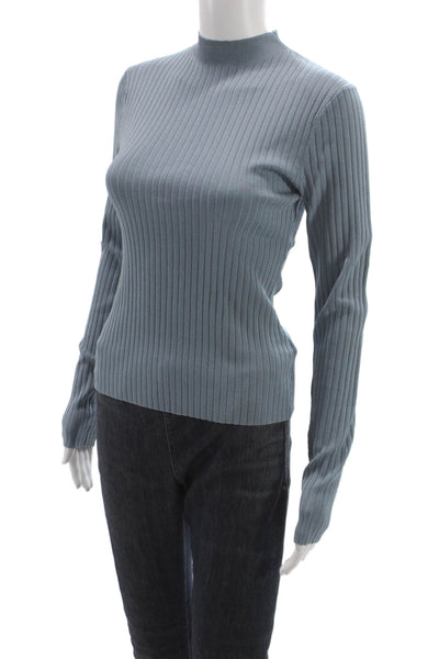 Toccin Womens Blue Mock Neck Pullover Sweater Long Sleeve Size S