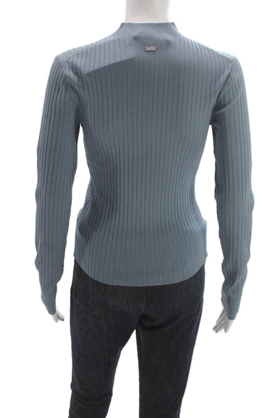Toccin Womens Blue Mock Neck Pullover Sweater Long Sleeve Size S