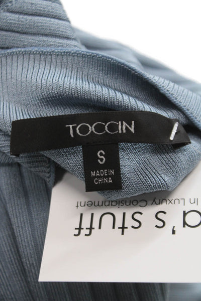 Toccin Womens Blue Mock Neck Pullover Sweater Long Sleeve Size S