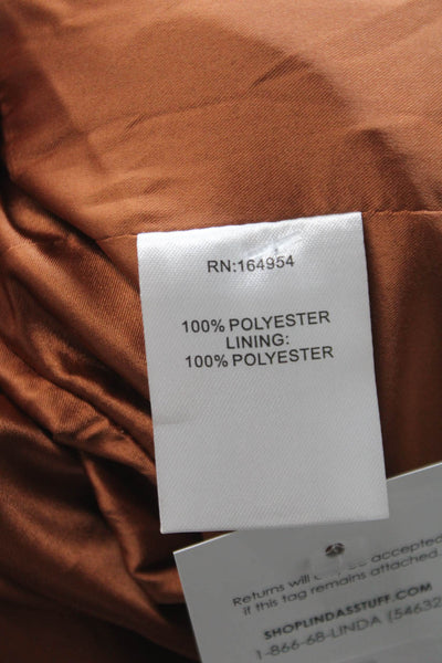 Toccin Unisex Adults Cropped Jacket Brown Check Sequin Button Polyester Size 2