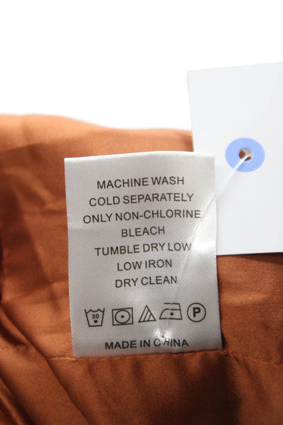 Toccin Unisex Adults Cropped Jacket Brown Check Sequin Button Polyester Size 2