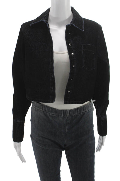 Toccin Womens Black Basic Jacket Long Sleeve Button Cotton Size XS