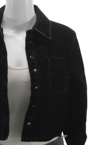 Toccin Womens Black Basic Jacket Long Sleeve Button Cotton Size XS